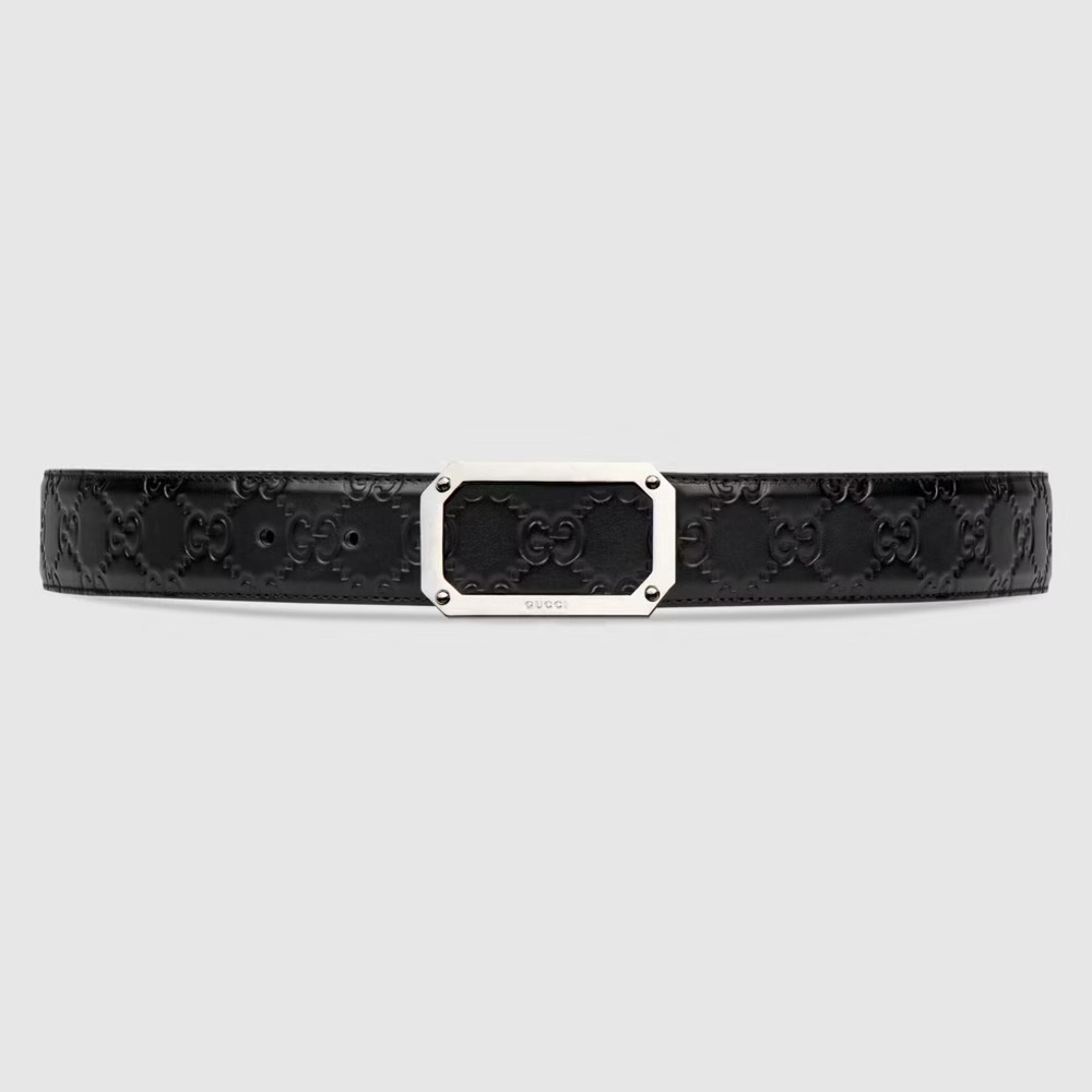Gucci Men’s Signature belt with GG detail Silver